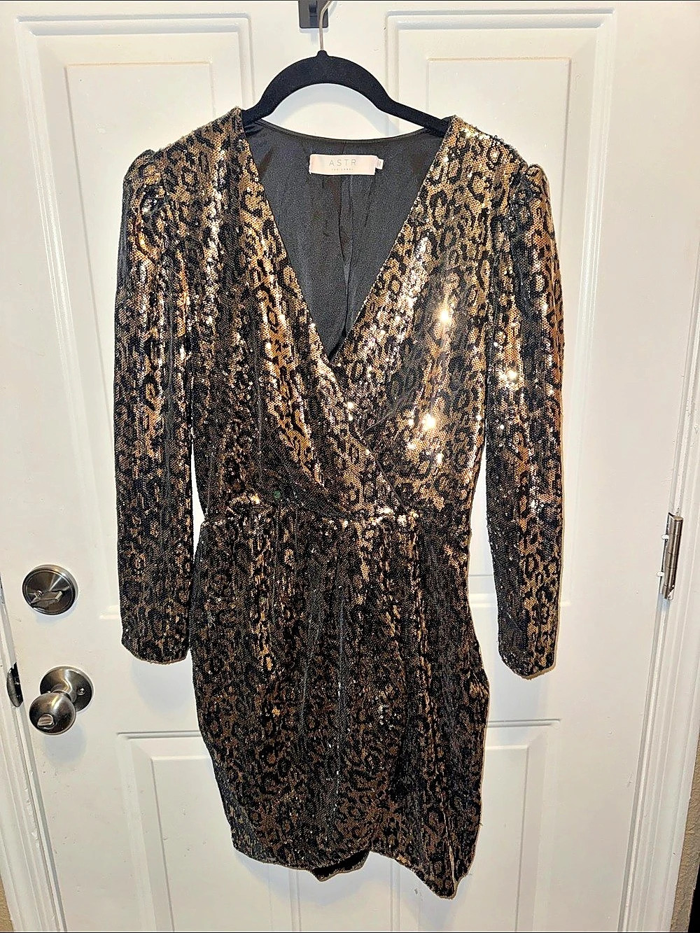 ASTR Sequin Animal Print Mini Dress